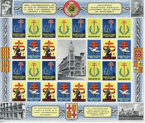  ESPAGNE / BLOC TIMBRES VIGNETTES TUBERCULOSE / BARCELONA 1957 - Photo 1/1
