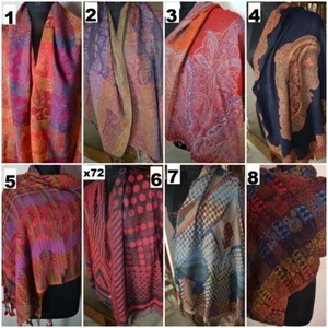NUEVA ESTOLA JAMAVAR ~ Exquisita BUFANDA PASHMINA 100% CACHEMIRA ~ Mantón Diseño Tejido - Imagen 1 de 9