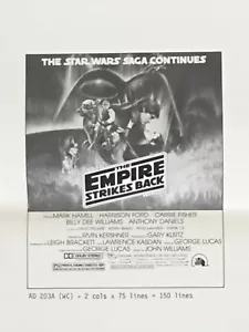 Star Wars L'impero colpisce ancora locandina film stampa media originale 8,5x11,5 - Foto 1 di 1