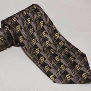 KEITH DANIELS 100% Silk Hand Made Olive Green & Gold Urban Necktie Executive Tie - Picture 1 of 12