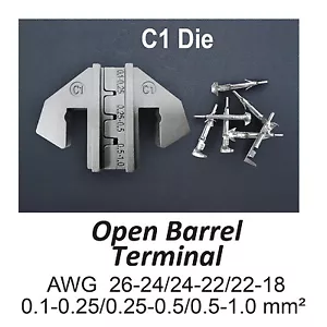 TGR Stampo per utensili da crimpatura - Stampo C1 per terminali a canna aperta AWG 26-24/24-22/22-18 - Foto 1 di 2