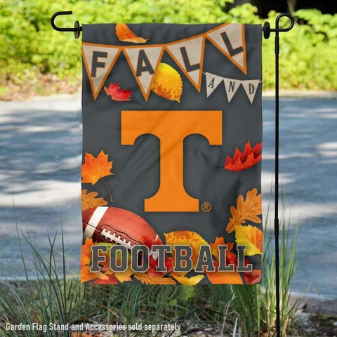 Tennessee Volunteers Fall Leaves Football Season Garden Flag and Yard Banner Cover