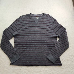 Ruff Hewn Thermal Shirt Mens L Gray Red Strips Pullover Long Sleeve Layers - Picture 1 of 9