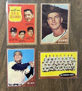 1962 Topps Baseball (4) Card Lot Felipe Alou, ERA Leaders, Lemay, Vintage Giants - Picture 1 of 2