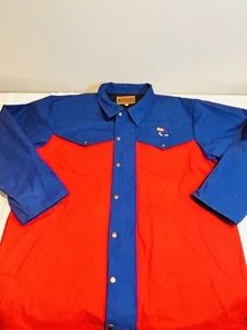KU Kansas University Coat Maverick Ranch Wear Blue Red Men's XL - Picture 1 of 19