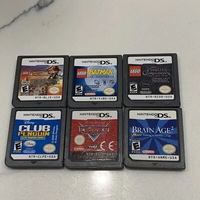 (6)Games Kids LEGO/Disney Club Cars Batman Pirates Indiana Jones (DS) Bundle Lot - Image 1 of 4
