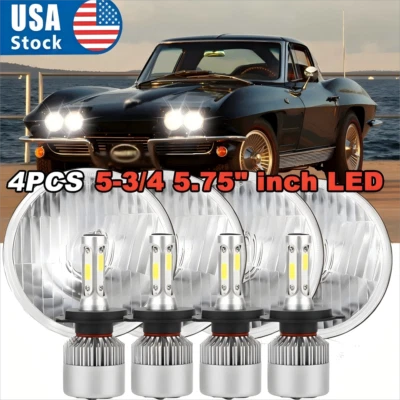 Faros LED de haz alto bajo para Chevrolet Corvette C1 C2 C3 5 3/4" 5,75" 4 piezas AAA Foto 1 de 4