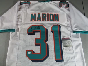 Maglia Brock Marion Miami Dolphins firmata autografo personalizzata stile professionale JSA - Foto 1 di 3