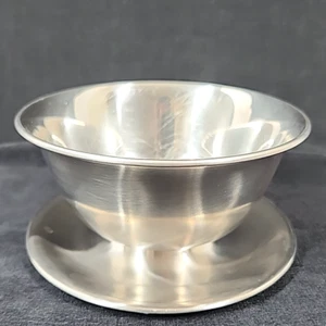 Vtg Selandia Denmark Gravy Boat Attached Underplate 18 8 Stainless Bowl MCM - Picture 1 of 7