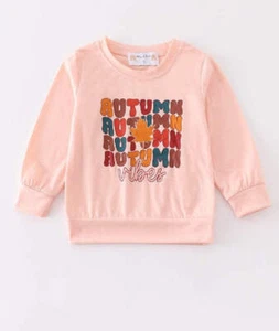 Girl's Boutique Coral Autumn Fall Girl Long Sleeve Top - Picture 1 of 9
