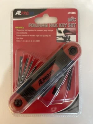 Folding Hex Key Set ATEpro.USA, 8PC FOLDING STAR KEY SET,  91446 ,689958914463 - Image 1 of 2