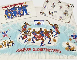 Juego de sábanas de colección Harlem Globetrotters 1970 animadas de baloncesto dibujos animados tamaño doble - Imagen 1 de 12