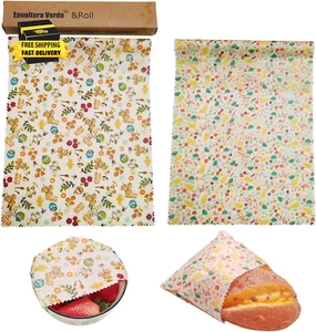 2 Roll Reusable Beeswax Wrap 10'' X 39'' Food Wrap Beeswax Paper Beeswax Food Wr - Picture 1 of 5