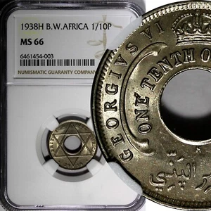 British West Africa 1938 H 1/10 Penny Better Date NGC MS66 GEM BU KM# 20 (003) - Picture 1 of 4