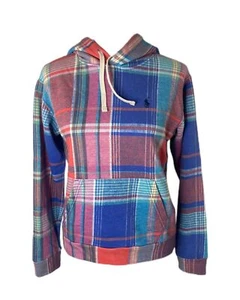 Women's Small Hoodie Polo Ralph Lauren Multicolor Plaid Patchwork OP Excess - Picture 1 of 10