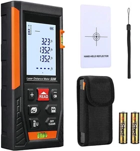 Medidor Láser Digital con 2 Niveles de Burbuja Resistente al agua IP54 LCD - Imagen 1 de 8