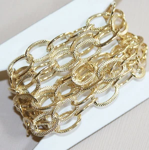 40 inch light gold steel chain, flat texture oval chain , open link 13x9mm - Picture 1 of 7