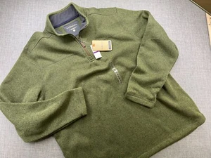 G.H.Bass & Co Men Size 2XL Green ¼ Zip Pullover Sweater 100% Polyester 26 x 30 - Picture 1 of 18