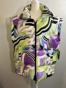 Neu mit Etikett Free People In A Bubble bedruckte gefütterte neonlila Weste Größe M - Bild 1 von 9