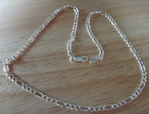 16" Sterling Silver 3 mm wide 6gram Figaro link Necklace Chain - Picture 1 of 2