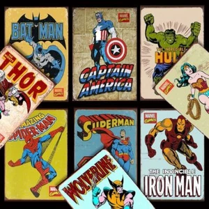 Vintage Retro Marvel DC Super Hero Poster Graphic Design Print 9 Characters - Picture 1 of 28