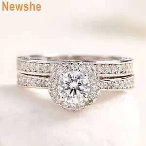 Newshe Bridal Band Set Promise Ring for Her Solid Silver Perfect Gift Size 7 - Picture 1 of 9