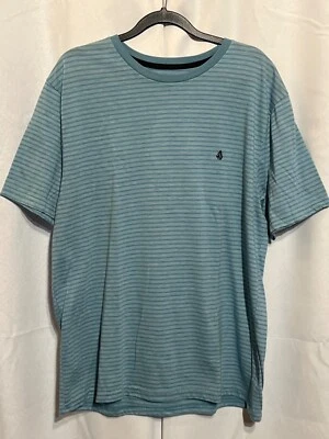 Volcom Mens XL Striped T-Shirt In Sage Green Short Sleeve Crew Neck Casual Cotto - Image 1 of 4