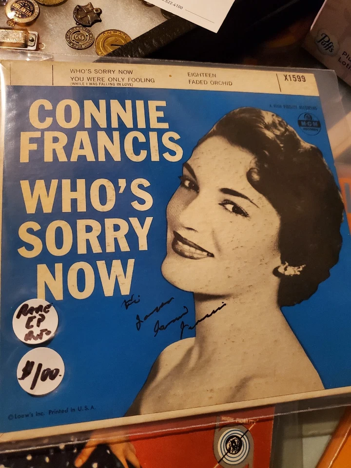 Connie Francis Rare Ep Record Autograph Vintage - Image 1 of 1