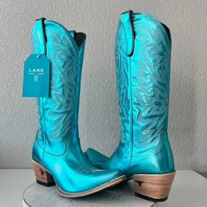 Botas de Vaquero Lane SMOKESHOW para Mujer 10 Cuero Turquesa Vaquera Occidental Media Pantorrilla - Imagen 1 de 11