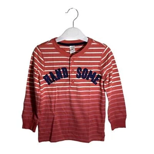 Carter’s Striped Handsome Pullover Henley T-Shirt Orange/Cream Boys Size 4 - Picture 1 of 9