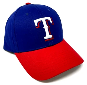 Baseballmütze Kappe MLB TEXAS RANGERS LOGO BLAU ROT VERSTELLBAR GEBOGENER SCHIRM RETRO - Bild 1 von 4