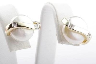 Pearl Earrings 333 Gold 4 Small Crystal Top - Image 1 of 4