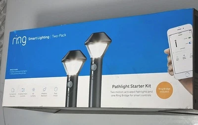 ring Smart Lighting Pathlight Starter Kit 2 Motion Activated Lights & 1 Bridge - Image 1 of 4