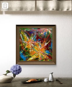 Original "Fireworks 2" 13.5x14.5 Canvas Expressionism Abstract Design Home Art - Picture 1 of 7