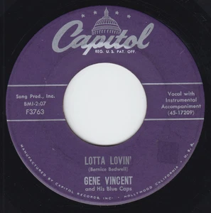 Gene Vincent 7" "Lotta Lovin' / Wear My Ring" Capitol 3763, VG+ - Picture 1 of 2