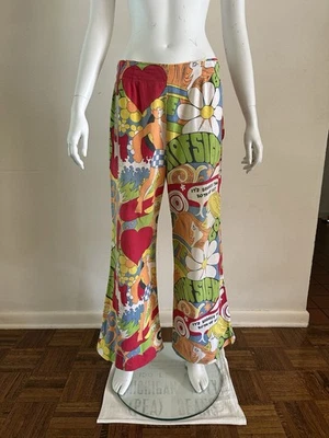 Pantalones Hippies Arte Pop Psicodélico Años 60 Novedad Fuera de la Vista Groovy Love Surf De Colección Foto 1 de 4