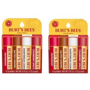 (2 Pack) Burts Bees Festive Fix Set Lip Balms Peppermint Caramel Cookie Spritz - Picture 1 of 2