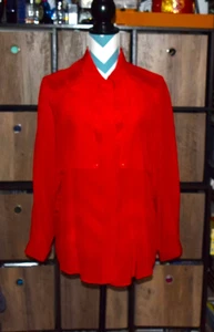 Rafaella Damen Relaxed Bluse Größe 8 Knopfleiste Reglan Langarm Rot 100% Seide - Bild 1 von 6