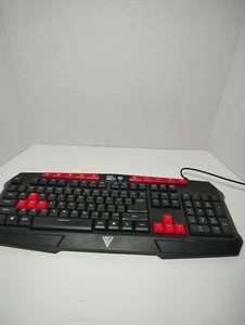 Clavier de jeu filaire USB iBUYPOWER Ares E1 - Résistant aux éclaboussures, testé noir/rouge - Photo 1/9