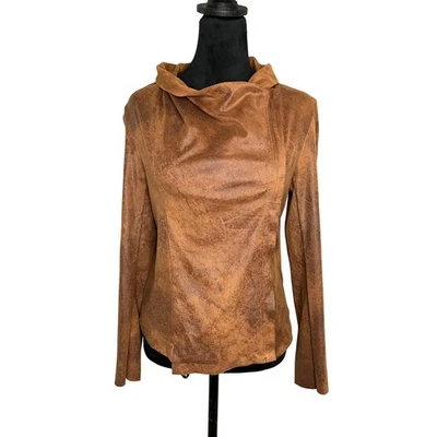 Love Tree Faux Distressed Leather Cropped Lightweight Jacket Brown Size Medium - Image 1 of 4