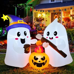 6FT Inflatable Halloween Decorations Outdoor, Halloween Blow Up Cute Ghosts R... - Picture 1 of 6