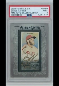 BRYCE HARPER Topps Allen and Ginter X 2020 Framed Mini Gold Ink Auto 3/5 SSP - Picture 1 of 2