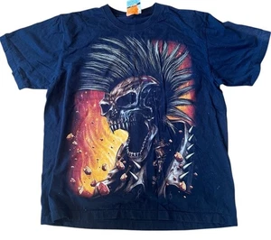 Rock Eagle Vtg Tee Shirt Men's Lg Black Skeleton Profile ,Gothic, Biker, Horror - Picture 1 of 5