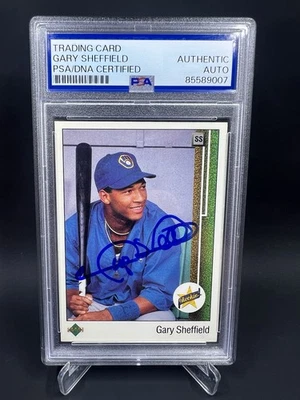 Gary Sheffield Signed 1989 Upper Deck RC IP Auto PSA/DNA Brewers Marlins - Image 1 of 2