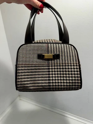 Bolso de Mano Ralph Lauren Mini Boston Patrón Pata de Gallo Cuadros Logo Mujeres Edición Limitada Foto 1 de 4