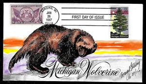 2246 22c Stamp (1987) + 775 3c Stamp (1935) MICHIGAN 150 FDC BY BERNARD GOLDBERG - Picture 1 of 1