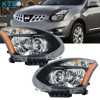 Conjunto de 2 faros negros para Nissan Rogue 2008-2013 2014-2015 Rogue Select Foto 1 de 4