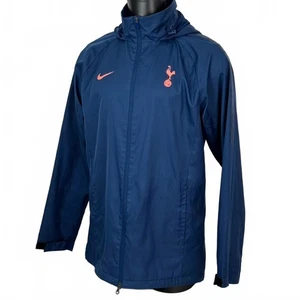 Tottenham Hotspur’s Navy Blue Orange 2020/21 Hooded Track Training Rain Jacket L - Picture 1 of 10