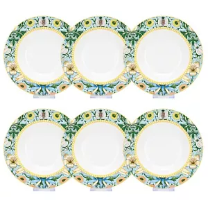 SET OF 6 Morris Garden Porcelain Soup Plates Floral Bone China Plates 8.5" - Picture 1 of 19