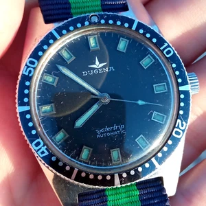 Dugena Watertrip Skin Diver 20 ATM Vintage Steel 37mm Men's Wristwatch - Picture 1 of 16